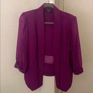 City Chic blazer mid sleeve with sheer sleeves